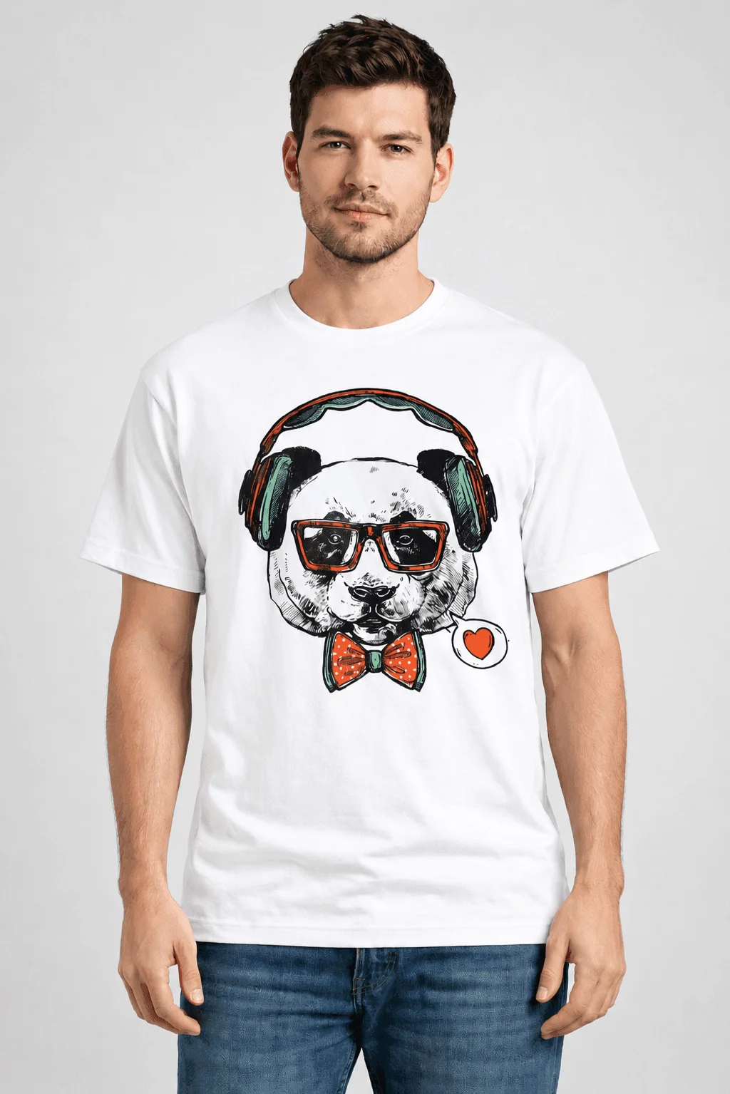 Panda Graphics Cotton T Shirt for Men by Groeat