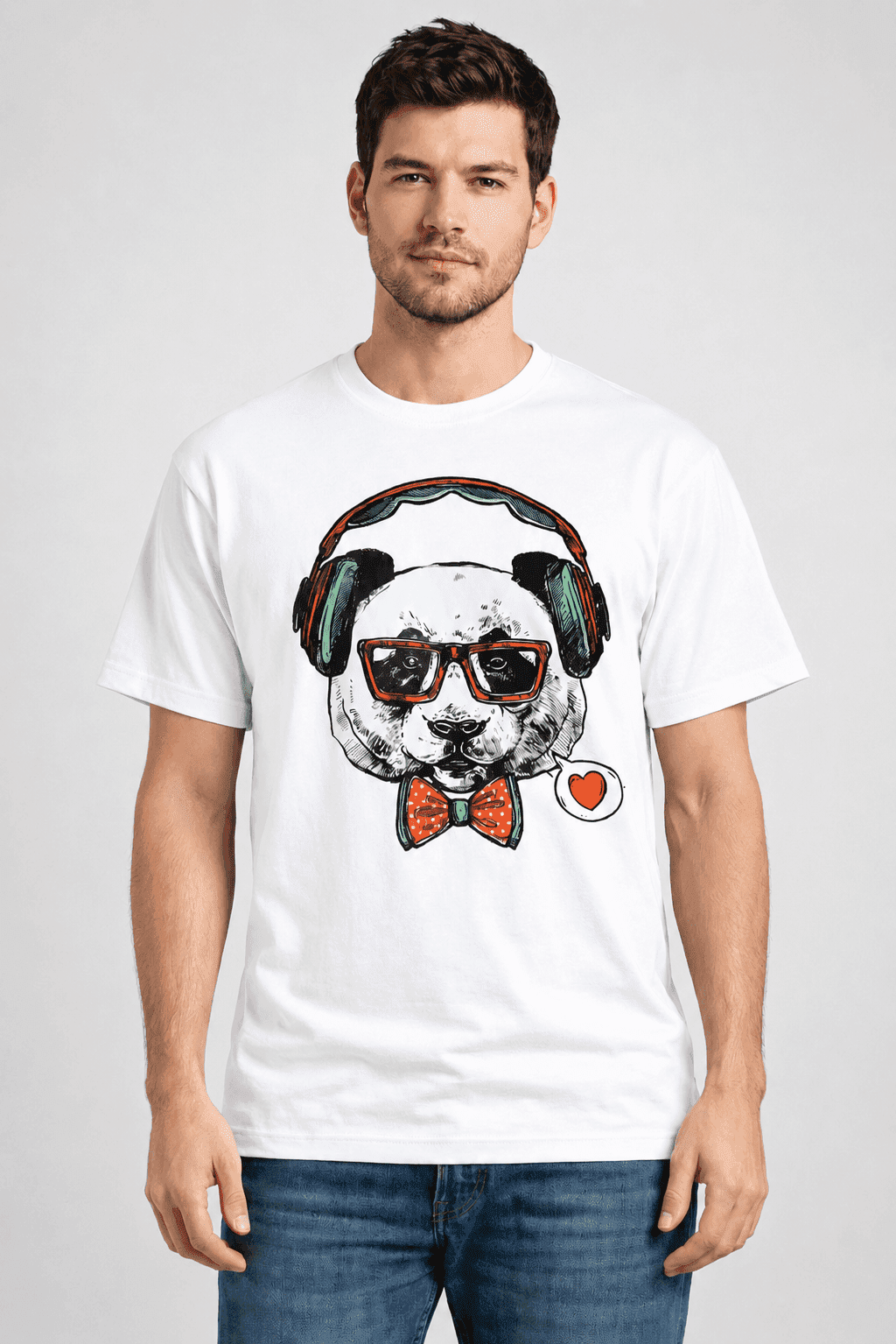 Panda Graphics Cotton T Shirt for Men by Groeat