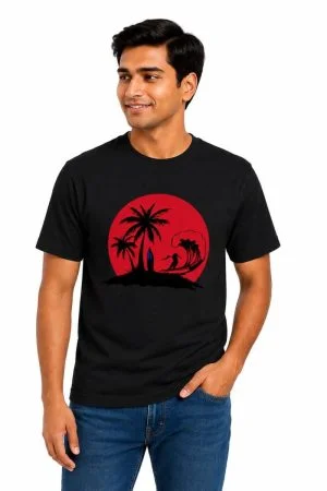 Tropical Surf Graphic T Shirt for Men by Groeat
