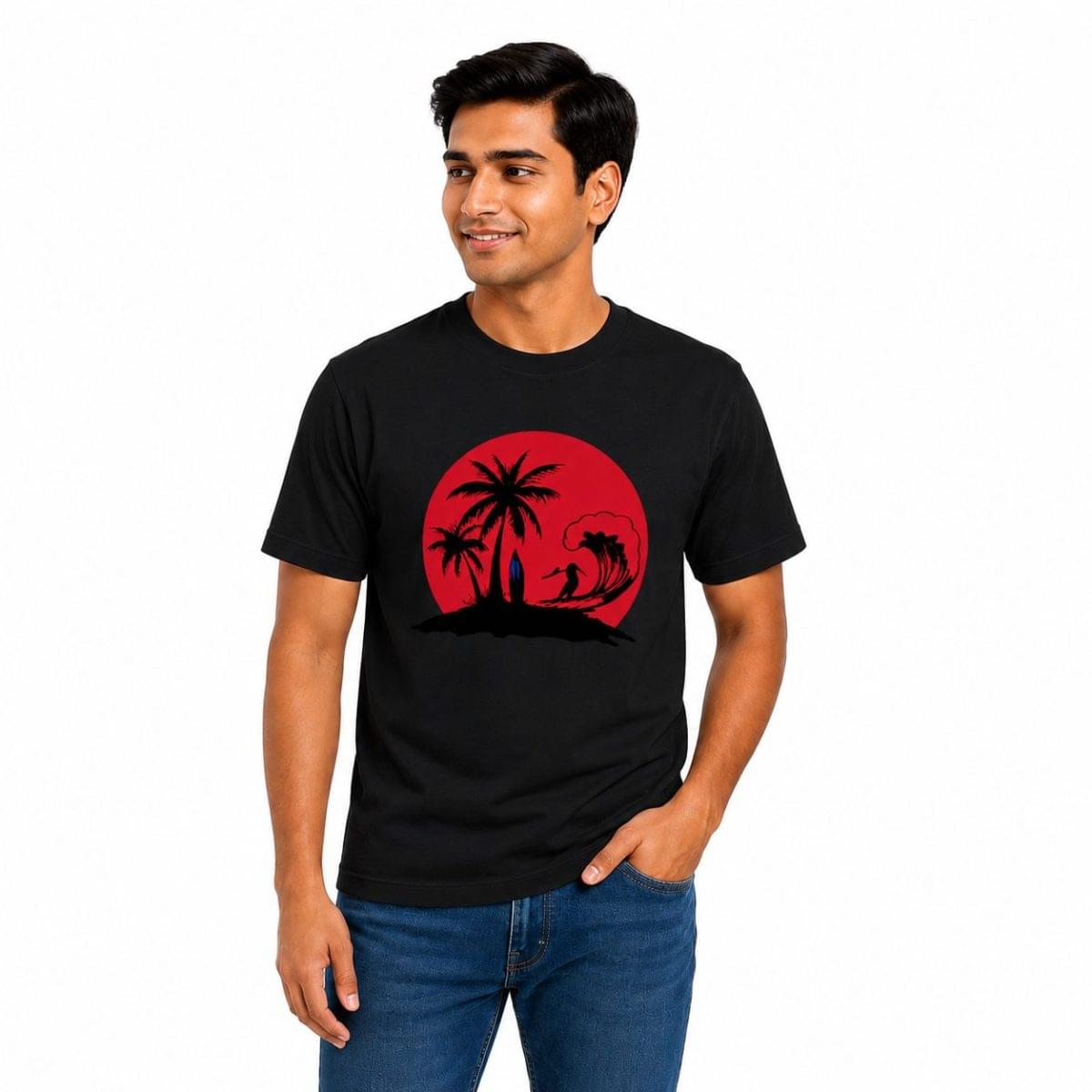 Tropical Surf Graphic T Shirt for Men by Groeat